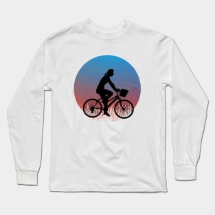 Cycling Vintage Retro Sunset Style Long Sleeve T-Shirt